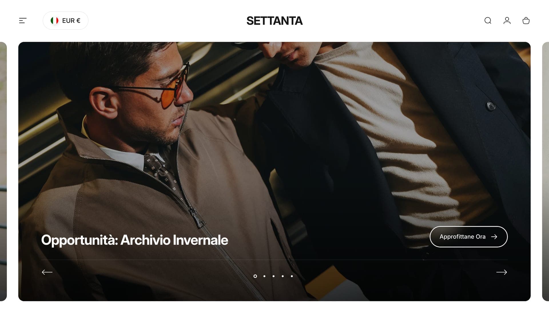 settanta.eu, la home del negozio online
